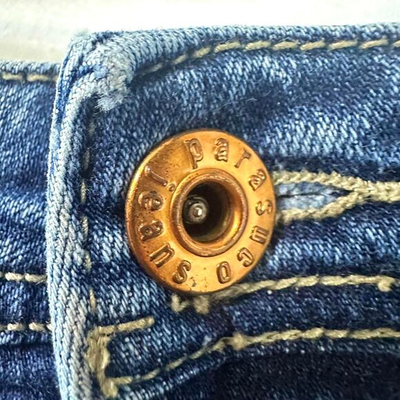 PARASUCO Vintage 90s Y2K Blue Denim Straight Leg Jeans Pockets Men 42x32 Fading - Picture 4 of 8